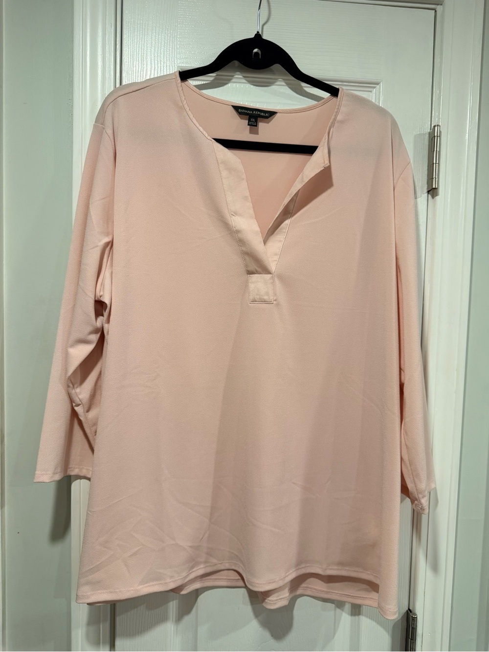 NWOT Banana Republic Size XXL Split Neck 3/4 Sleeve Flowy Pale Pink Tunic Blouse